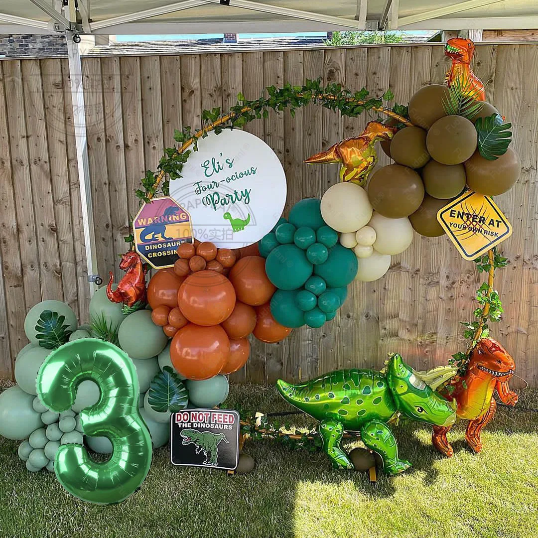 

129pcs Jungle Forest Theme Dinosaur Foil Balloons Arch Garland Kit Kids Boys Birthday Party Decorations Globos Infltable Toys