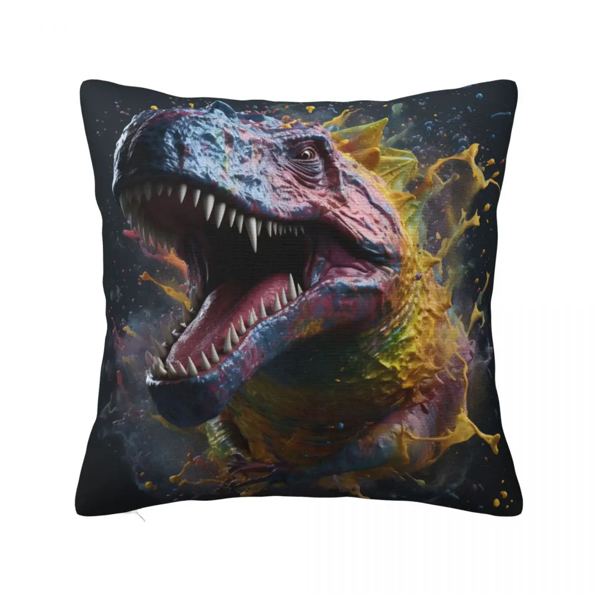 

Dinosaur Pillow Case Explosion Liquid Splash Car Zipper Pillowcase Summer Vintage Polyester Cover