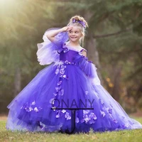 jonany delicate fairy flower girl dress purple lace up personalised ball gown fantasty little princess robe de demoiselle