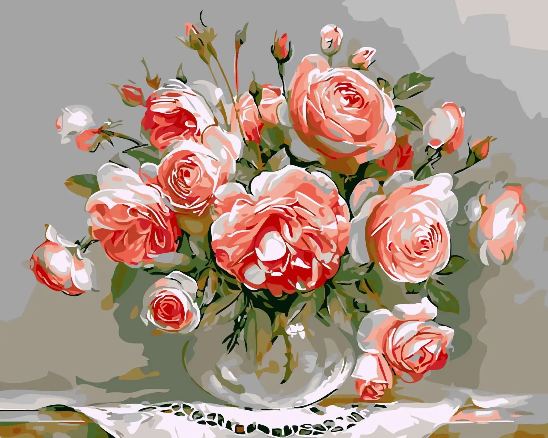 

4348Ann-Tulip diy Цифровая масляная живопись, картина маслом, акриловая Цветочная живопись, взрыв, ручная работа, пейзаж, живопись