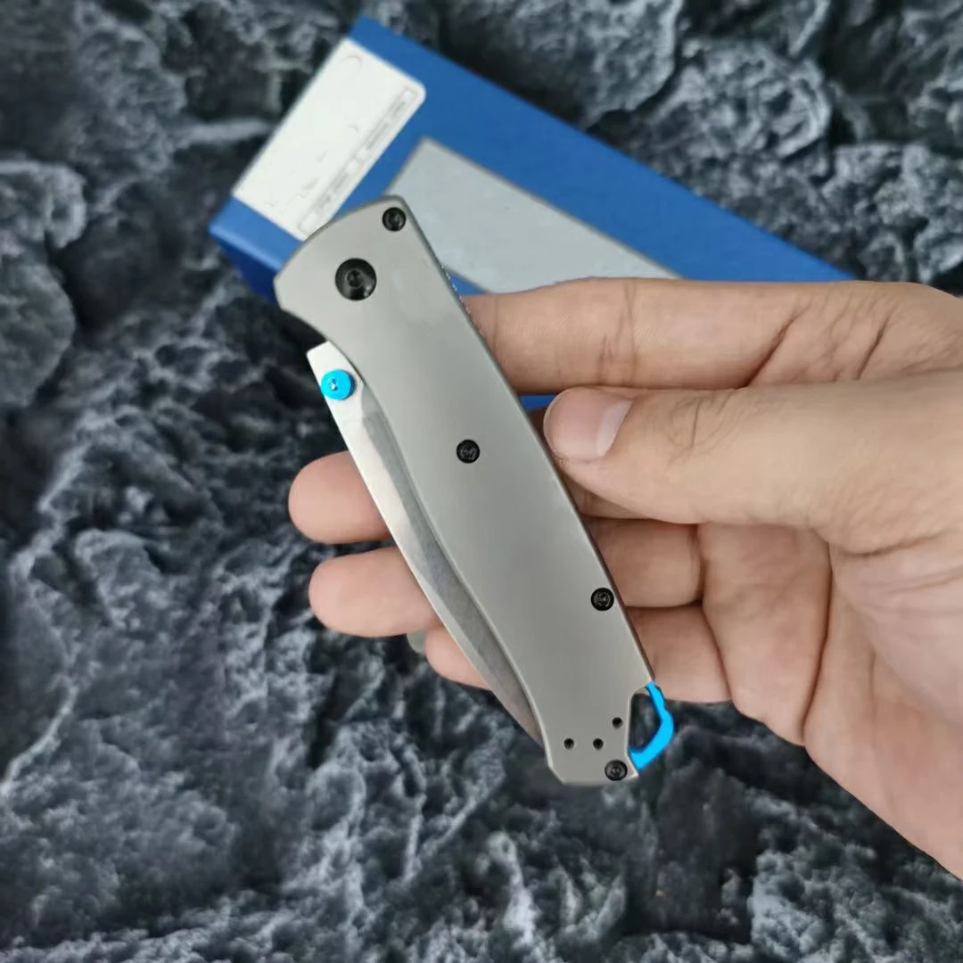 High Quality TC4 Titanium Alloy Handle 535 Folding Knife  D2 Blade Stone Wash Outdoor Safety Pocket Mini Knives EDC Tool-018