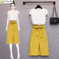 large womens suit spring and summer 2022 new korean fashion slim casual skirt two piece elegant womens skirt suit