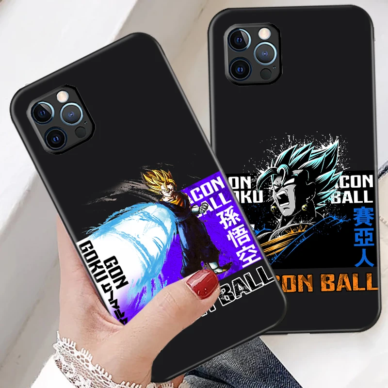 

Dragon Ball Saiyan Phone Case For Funda iPhone 11 12 13 Pro Max 12 Mini X XR XS Max 6 6s 7 8 Plus Black Liquid Silicon