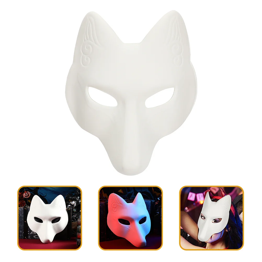 

2 Pcs DIY Fox Mask Halloween Unpainted Party Decoration Blank Japanese Clothes Kids Crafts Supplies Masquerade