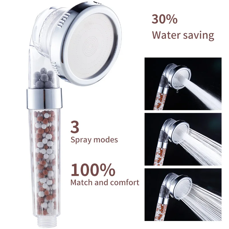 

Shower Head 3 Mode High Pressure Adjustable Filtering Rainfall Shower Set Can Diy Hose and Bracket For Bathroom