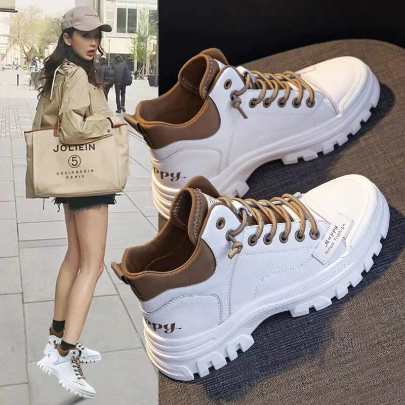 

Осень 2022, женская теплая Вулканизированная обувь, женские новые толстые Нескользящие высокие кроссовки