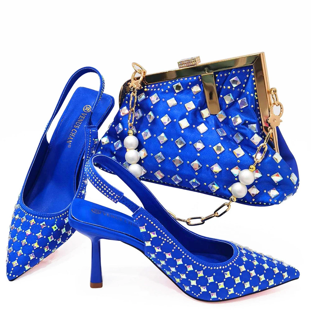 

Doershow Новое поступление комплект из обуви и сумки африканские наборы 2023 синяя нигерийская женская обувь и подходящие сумки набор для свадьбы! SJK1-4