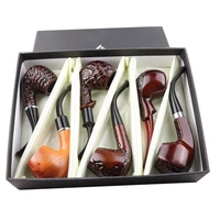 smoking sets hot selling six piece set resin pipes great gifts gift boxes imitation solid wood filter pipes six piece set