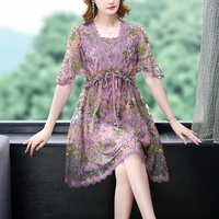 women new embroidery floral sequins midi dress summer boho fashion light casual beach sundress 2022 korean elegant bodycon dress