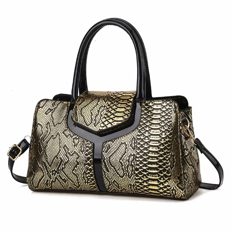 

Snake Skin Pattern Luxury Boston Bag Portable New High Quality Single Shoulder PU Crossbody Commuting Satchel Leather Handbag
