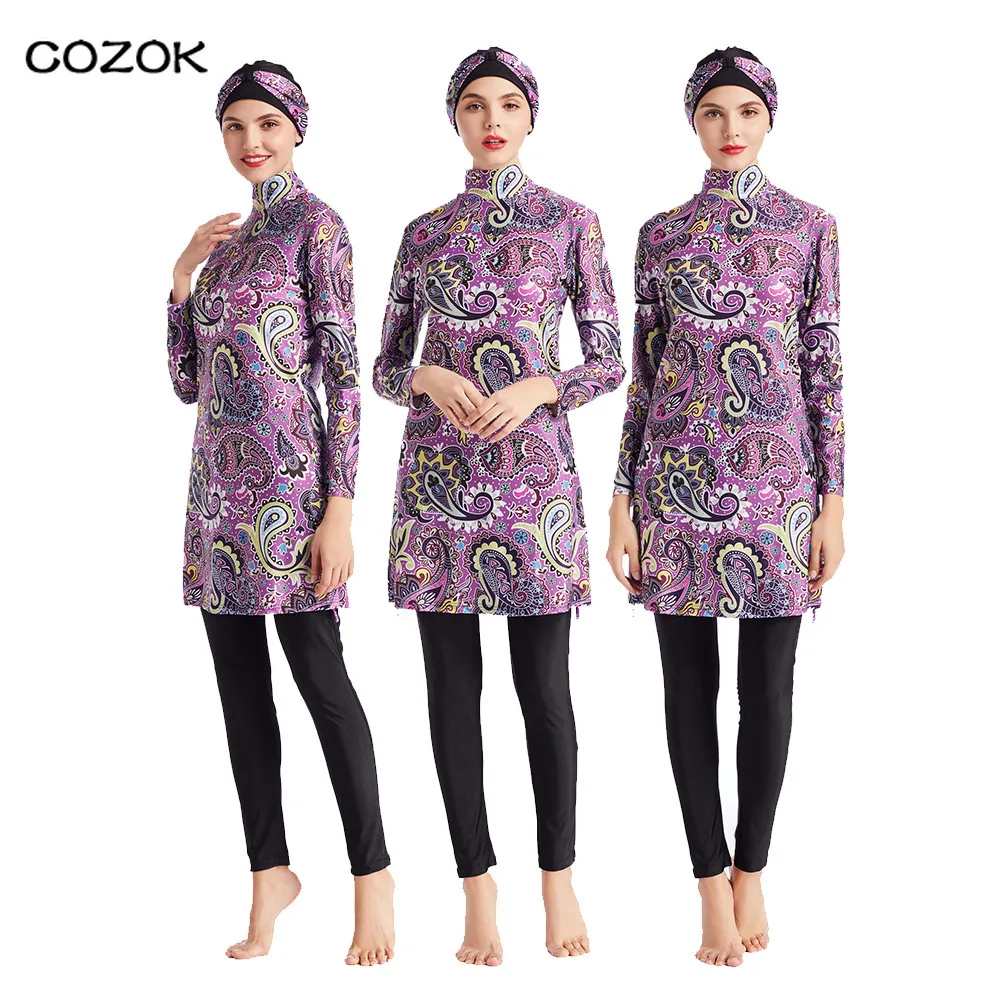 

Middle East Women's Swimsuit Asia Women's Conservative Swimsuit Three Piece Suit Burkini Muslim Swimwear Islamic Swimsuit