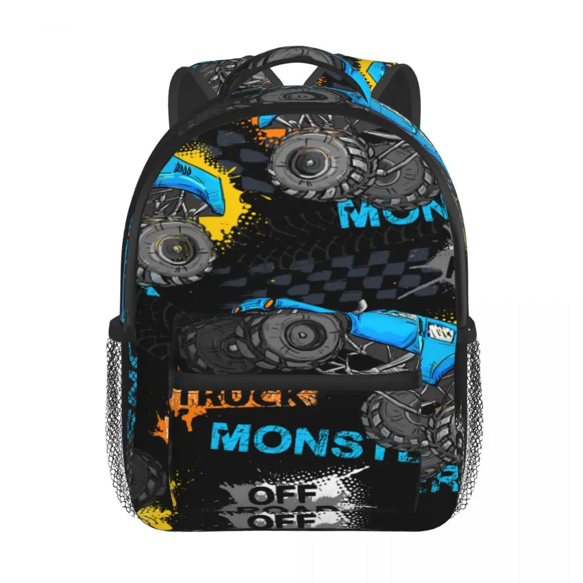 Children Bag Monster Truck Abstract Kids Bag Kindergarten Preschool Backpack for Boys Girls 3-4-6 Years Old