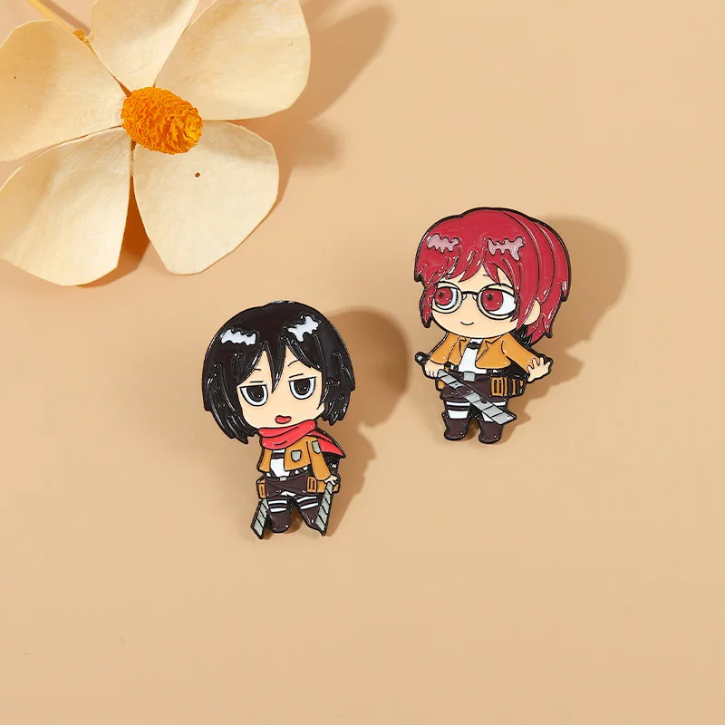 Creative Anime Game Character Enamel Brooch Attack on Titan Character Alan Alloy Pins Badge Punk Fashion Woman Jewelry Gift images - 6