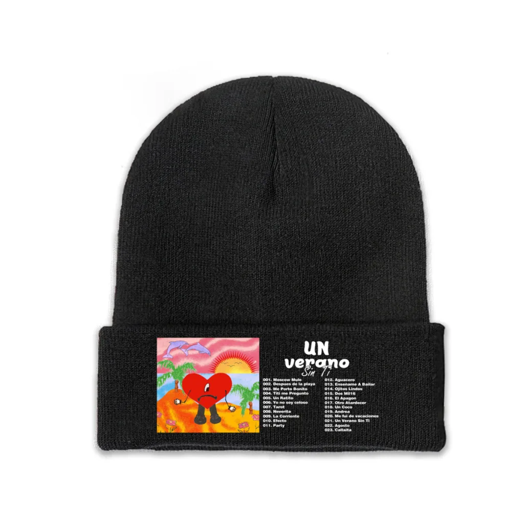 

Bad Bunny Knitted Hat Women's Men's Skullies Beanies Winter Hats Crochet Caps