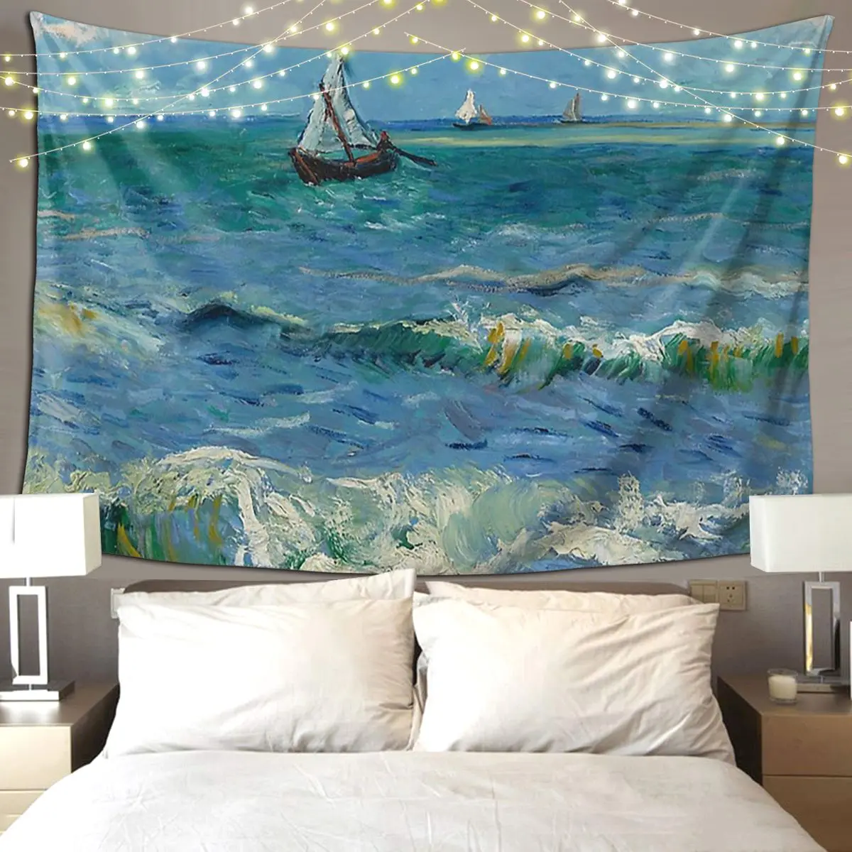 

Vincent Van Gogh, Seascape Near Les Saintes-Maries-de-la-Mer Tapestry Wall Hanging Home Tapestries for Living Room Bedroom