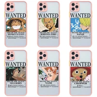 one piece luffy zoro nami phone case for iphone 13 12 11 pro max mini xs 8 7 plus se 2020 xr light pink matte transparent cover