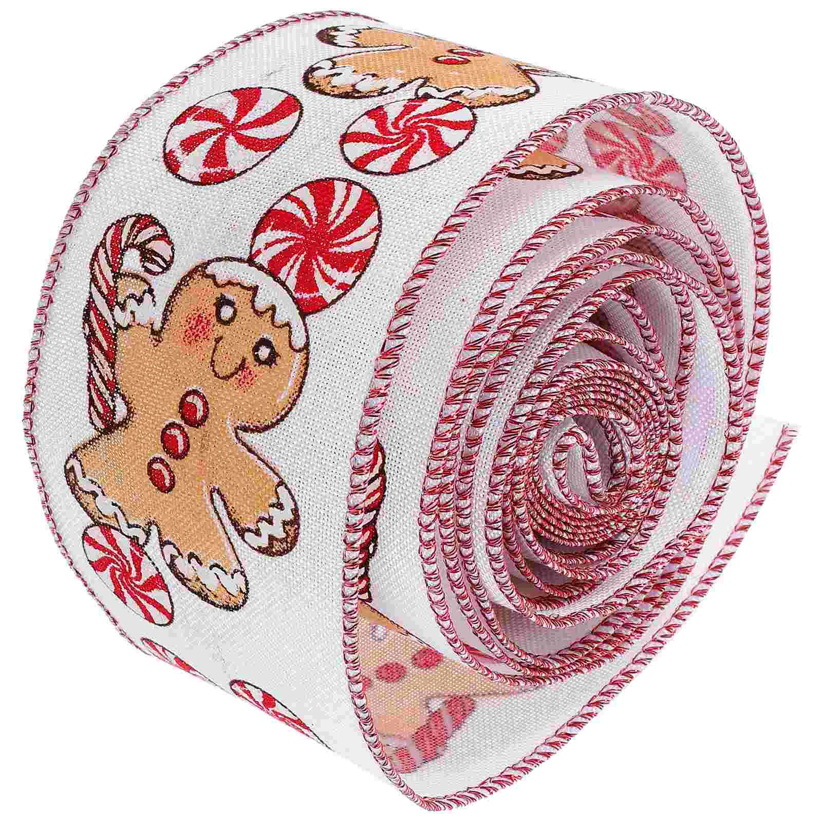 

1 Roll of Christmas Theme Crafts DIY Ribbon Multi-use Ribbon Delicate Ribbon Decoration Gingerbread