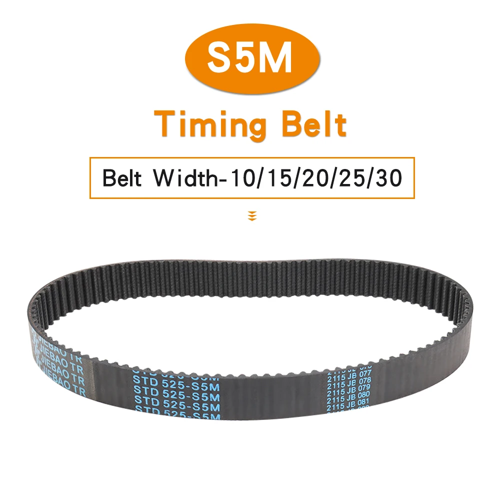 

Timing Belt S5M-525/530/535/545/550/555/560/565/575/590/600 Rubber Transmission Belts Width 10/15/20/25/30 mm For 5M Belt Pulley