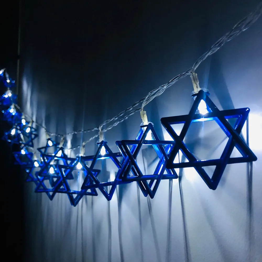 

1.65m 10LEDs Judaism Mogen David Star Lights String Hanukkah Shavuot Jewish the Feast of the Dedication Menorah Party Supplies
