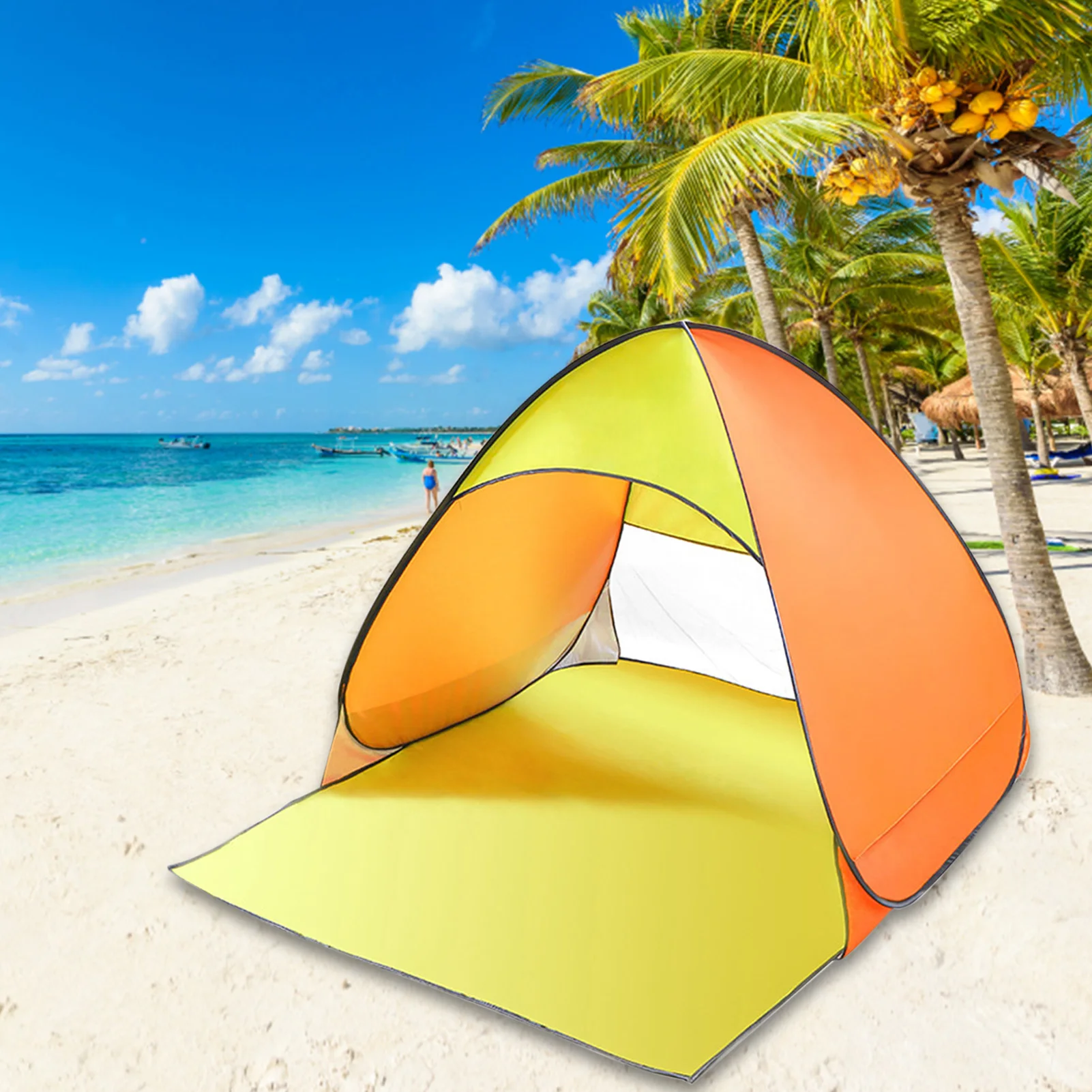 

Beach Tent Pop Up Shade Anti-UV Beach Sun Shelter UPF 50 3-4 Person Canopy Portable Outdoor Cabana Sun Umbrella For Beach