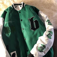 european and american retro letter embroidery jackets coat women y2k high street hip hop baseball uniform loose stitching jacket