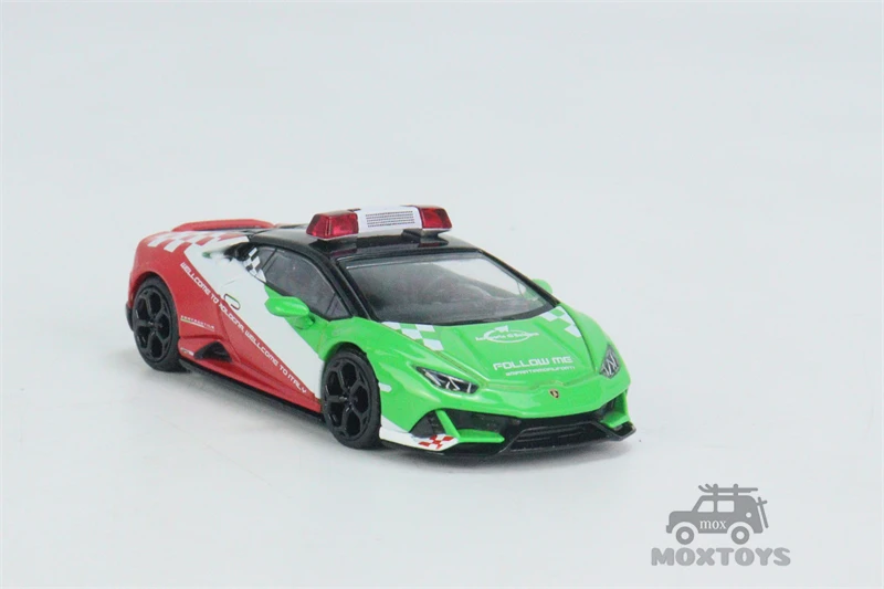 MINI GT 1:64 Huracan EVO Bologna Airport 2020 Follow-Me LHD Diecast Model Car | Railed/Motor/Cars/Bicycles