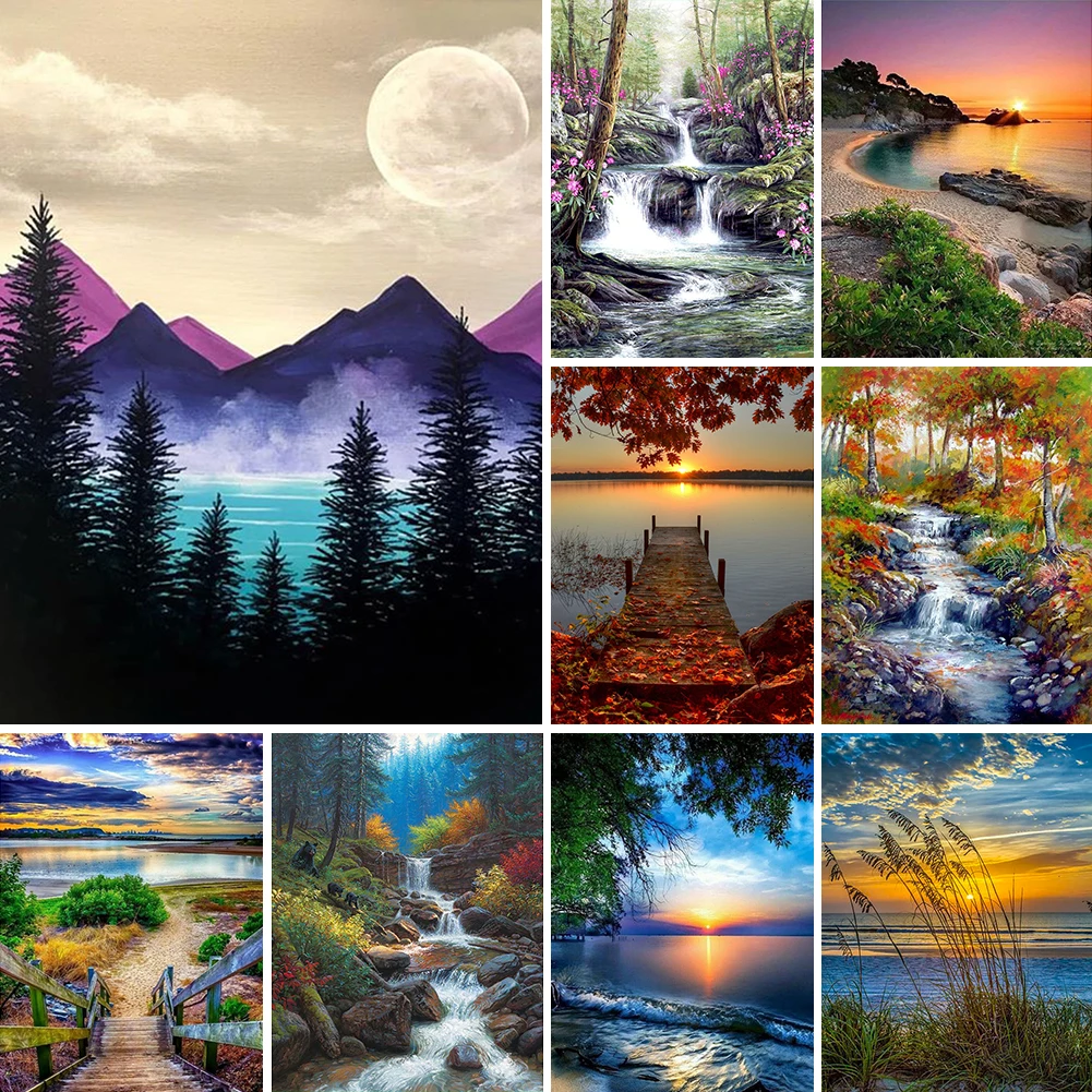 

5D Diamond Mosaic Scenery Drawing Full Drill Rhinestone DIY Art Craft Mosaic Picture Home Decor Gift for Family