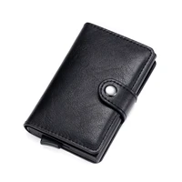 new credit card holder wallet men women rfid blocking aluminium bank cardholder case vintage leather wallet with money clips