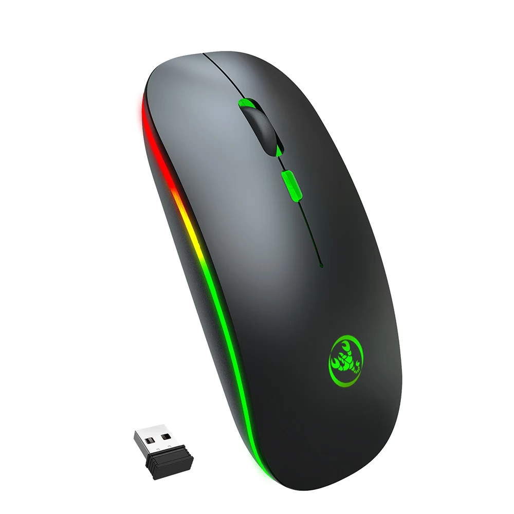 

HXSJ T18 Dual Mode Mouse 2.4G Wireless Mouse BT Mouse Colorful Breathing Light Mute Mouse with Adjustable DPI for Lapto