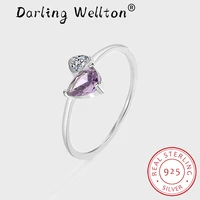 new creative irregular amethyst oval heart couple ring for women purple love genuine sterling silver valentine day gift jewelry