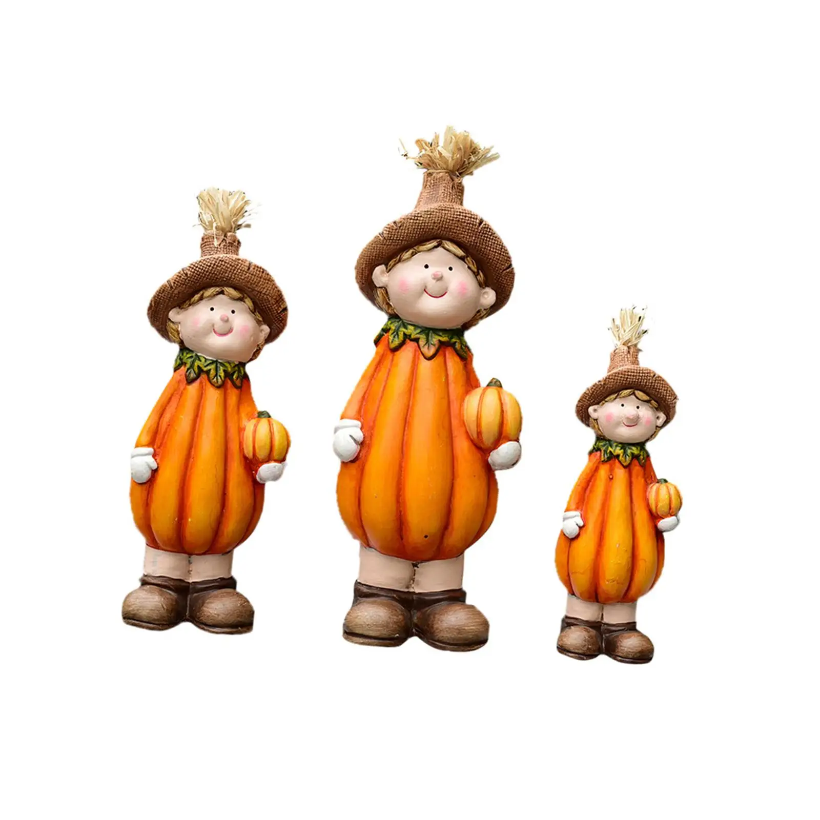 

3x Harvest Decorations for Home Desktop Thanksgiving Pumpkin Statue Autumn Home Decor for Yard Halloween Lawn Ornament Gift