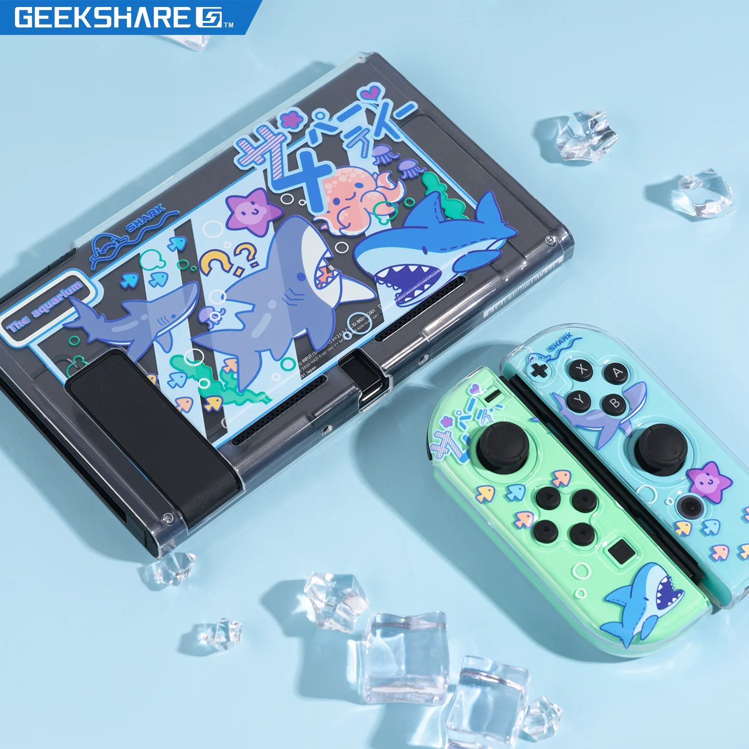 

GeekShare Полупрозрачный мягкий чехол Nintendo Switch из ТПУ, Хлопковый чехол с изображением акулы для вечевечерние, аксессуары для Nintendo Switch