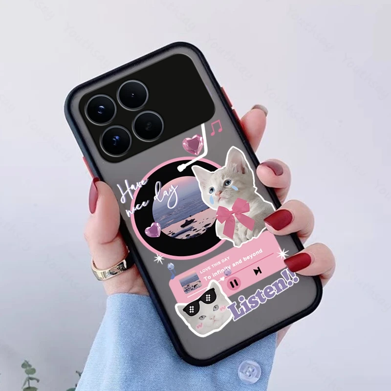 Фото Чехол для Xiaomi POCO F8 Pro с уникальным дизайном «Котик и любовь», матовый силиконовый противоударный чехол-накладка для POCO F8 Pro, F8 Ultra, F7 №5