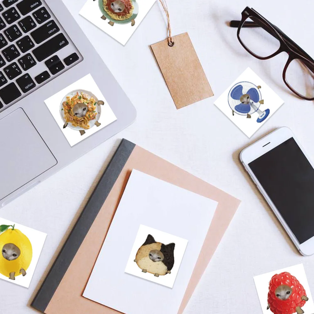 69PCS/Pack Happy Banana Cat Decals Funny Maxwell Cat Tags Student Gift Bag Mobile Phone Shell Accessories