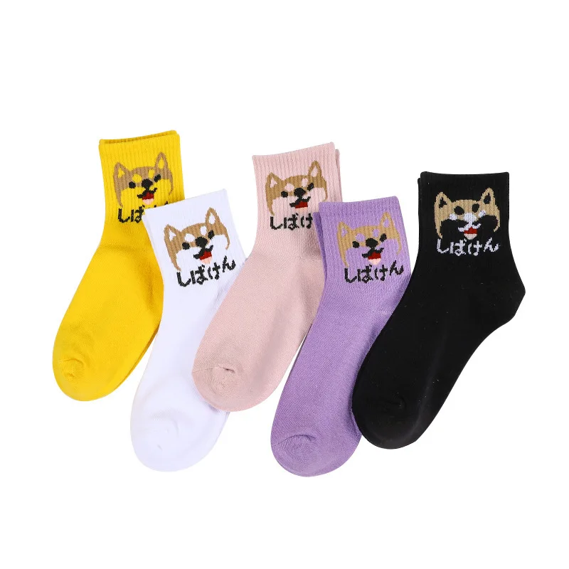 New Arrivals Cotton Women Sock Lovely Harajuku Cartoon Animal Print Japanese Style Socks Striped Breathable Casual Calcetines