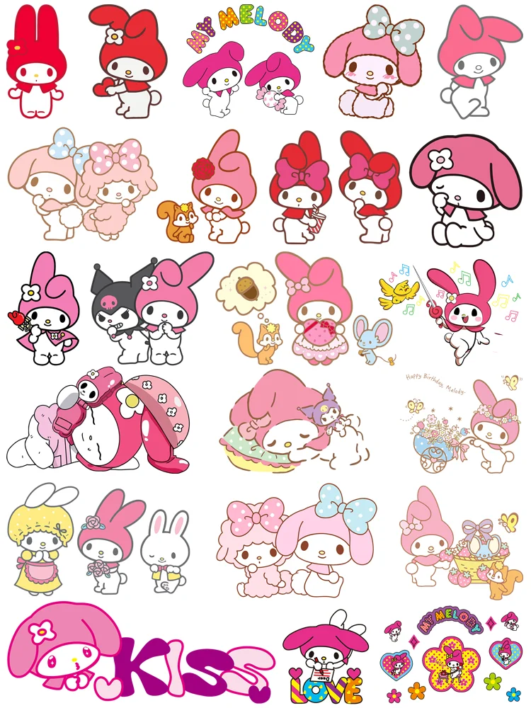 

Cartoon Kawaii My Melody clothing patch Iron-on transfers for clothing kids clothing/hat/bag printing custom patch