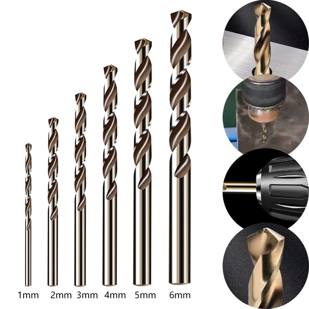 

6pcs Driller HSS M35 Cobalt Drill Bit 1/2/3/4/5/6mm Drill Accessories For Metal Stainless Steel Drilling Hand Tools