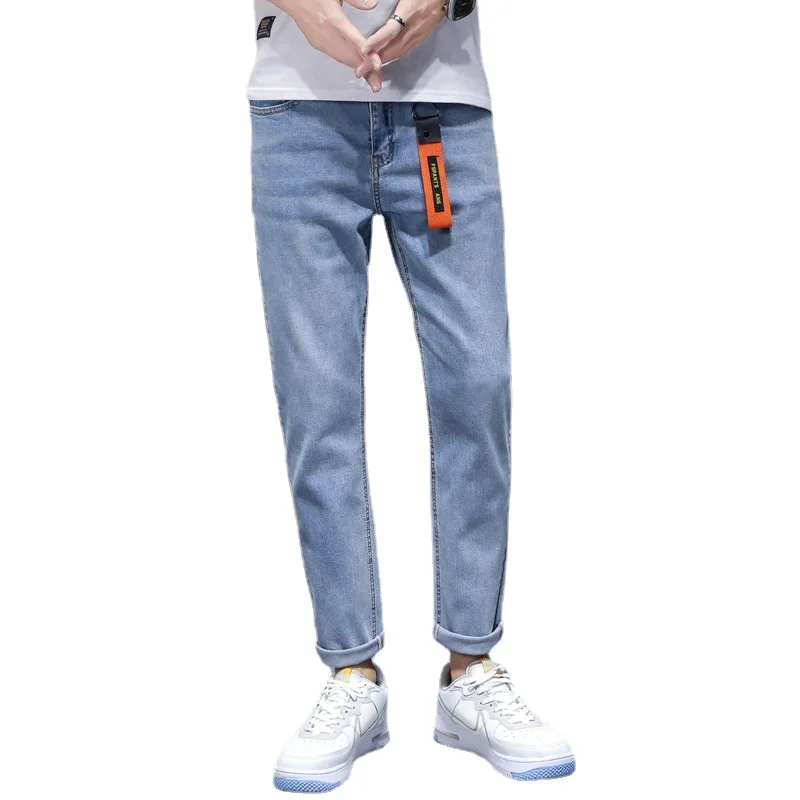 22ss Street Fashion Men Jeans Light Blue Versatile Denim Trousers Mid Waist Baggy Jeans Casual Pants Men Clothing Jeans Men