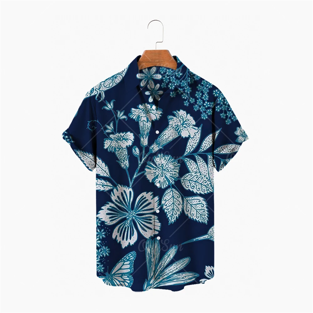 

Гавайская Мужская рубашка составного кроя Ttgdfv с цветочным принтом, крутая Летняя Пляжная рубашка с отложным воротником и короткими рукавам...