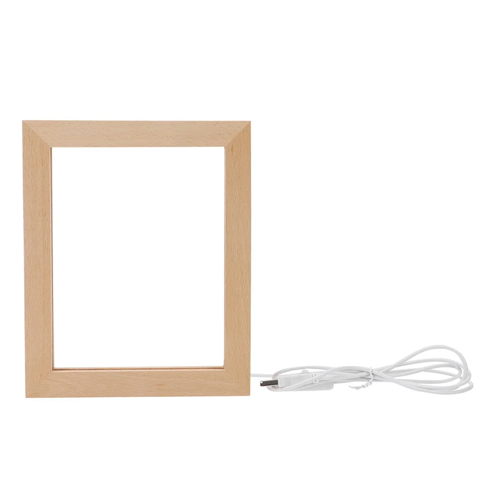 

Glowing Photo Frame 3D Light Holder Gift Wood Home Display Table Picture Wooden Desktop Simple Decor
