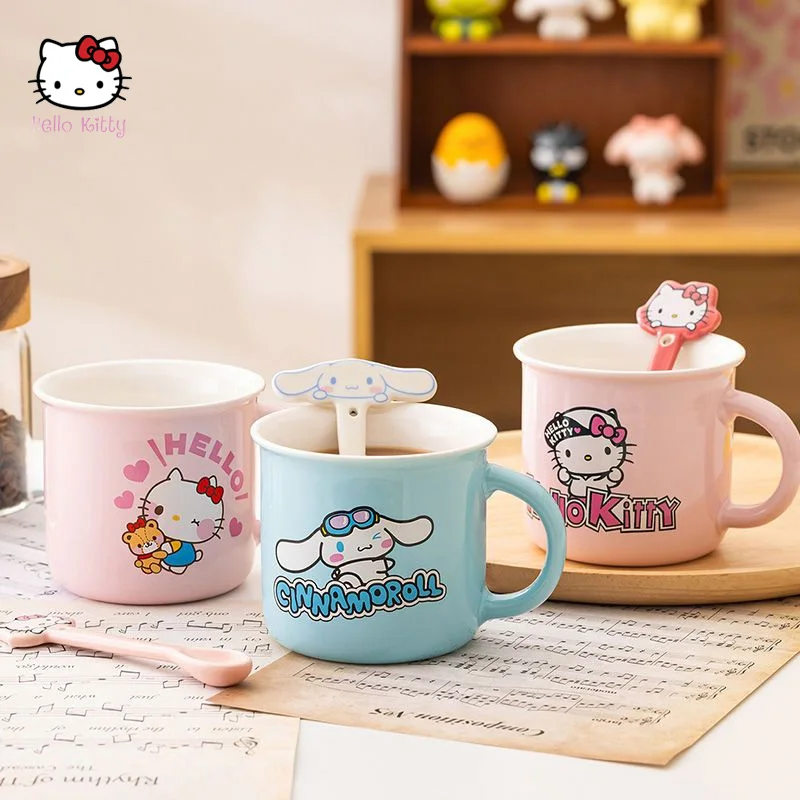 

KT Cartoon Mug Kawaii Personality Creativity Ceramics Anime Printing Household Child Breakfast Milk Juice Cup Water Glass Gift