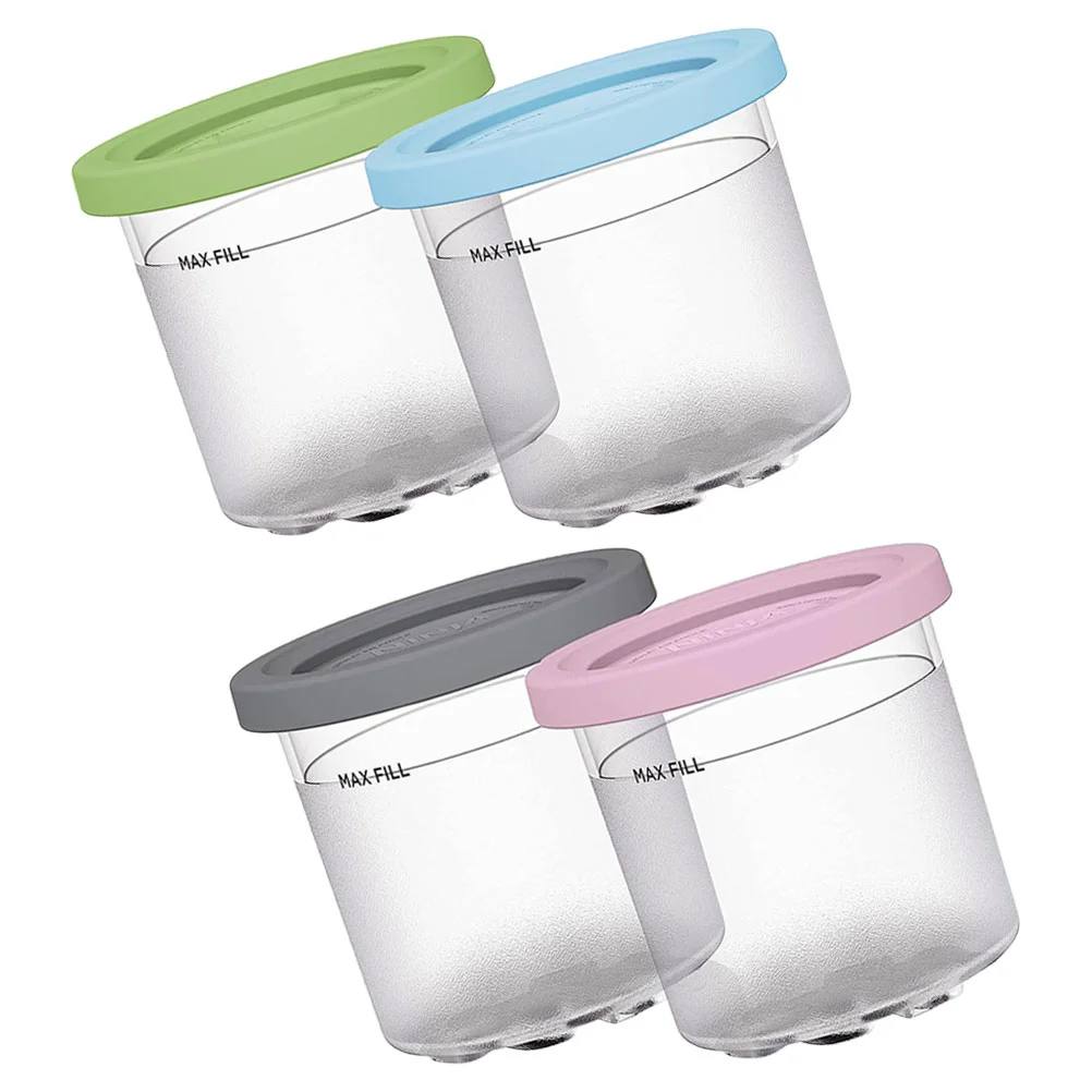 

4 Pcs Ice Cream Container Containers Lids Storage Keeper Silica Gel Freezer Kitchen