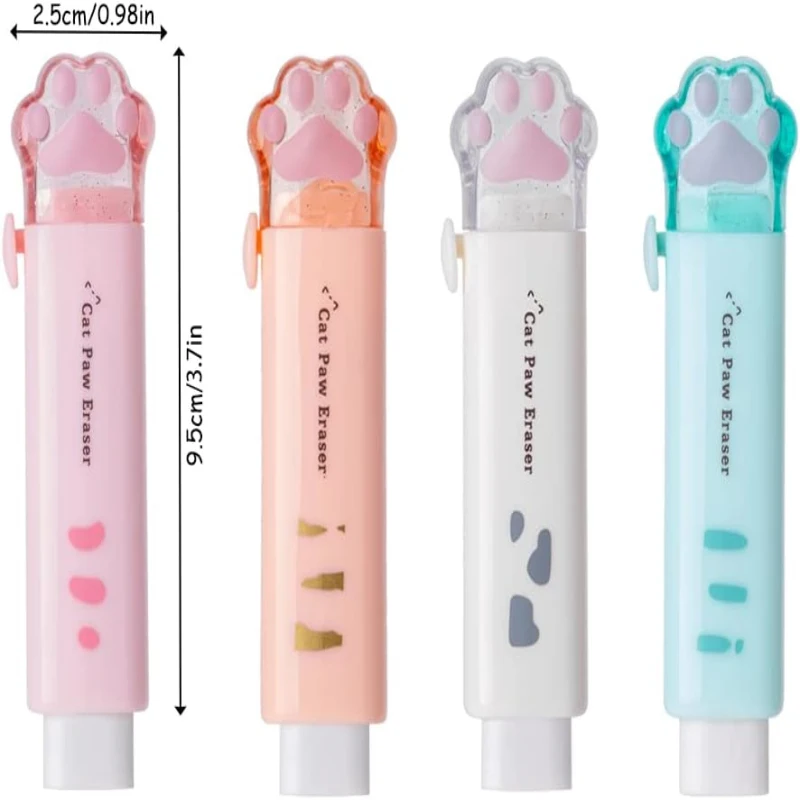 Выдвижные ластики в форме кошачьей лапы 12 шт. резиновый ластик с нажимом для