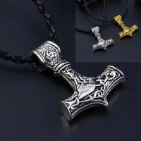 norse vikings thors hammer chain vegvisir anchor pendant punk mjolnir scandinavian rune amulet necklace male jewelry boyfriend