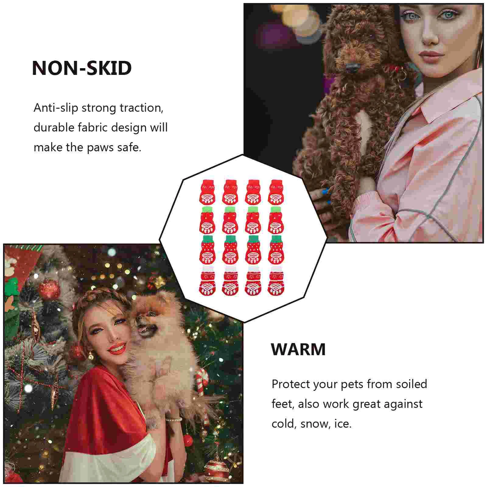 

Socks Dog Pet Christmas Paw Cotton Knittedpuppy Shoes Sock Boot Nonslip Knit Protector Warm Cat Protectors Boots Rain Foot