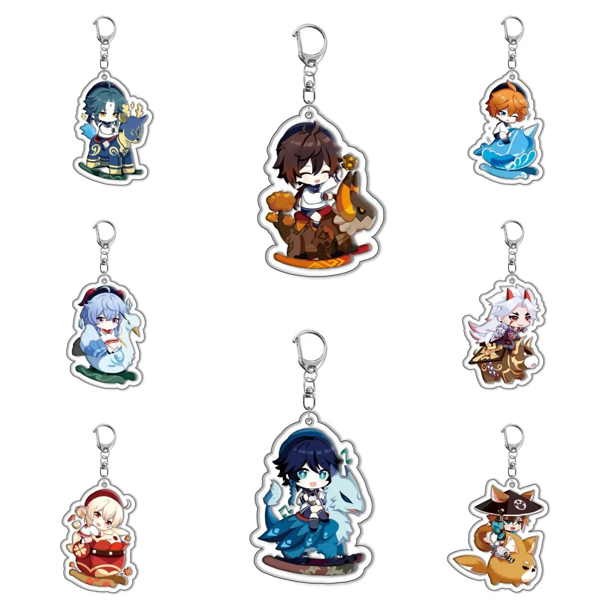 

Game Anime Genshin Impact Keychains Cosplay Xiao Zhongli Ganyu Klee Bag Pendant Key Chain Men Women Key Rings Cute Jewelry Gifts
