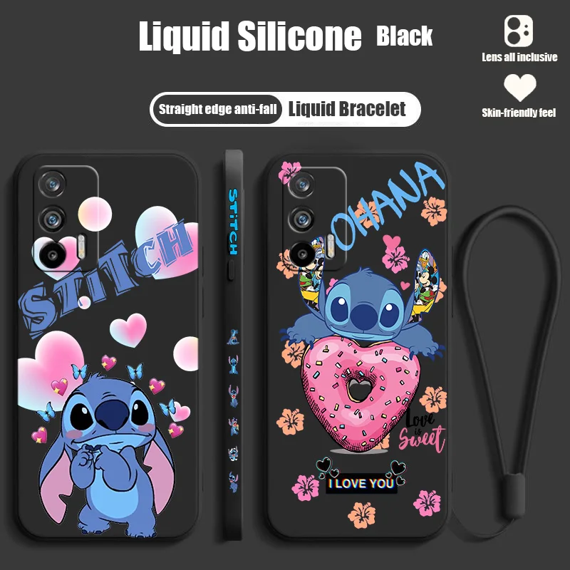 

Disney Stitch Love Cute Phone Case For OPPO Realme 9i 8i 8 7i 6i 6s 5i C21 C17 C11 C2 Pro Plus Liquid Left Rope Cover