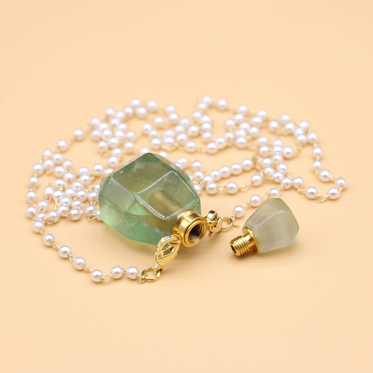 

Openable Square Pearl Necklace Chain Keepsake Essential Oil Pendant Memorial Jewelry Perfume Jewellery Glaze Vial Necklace