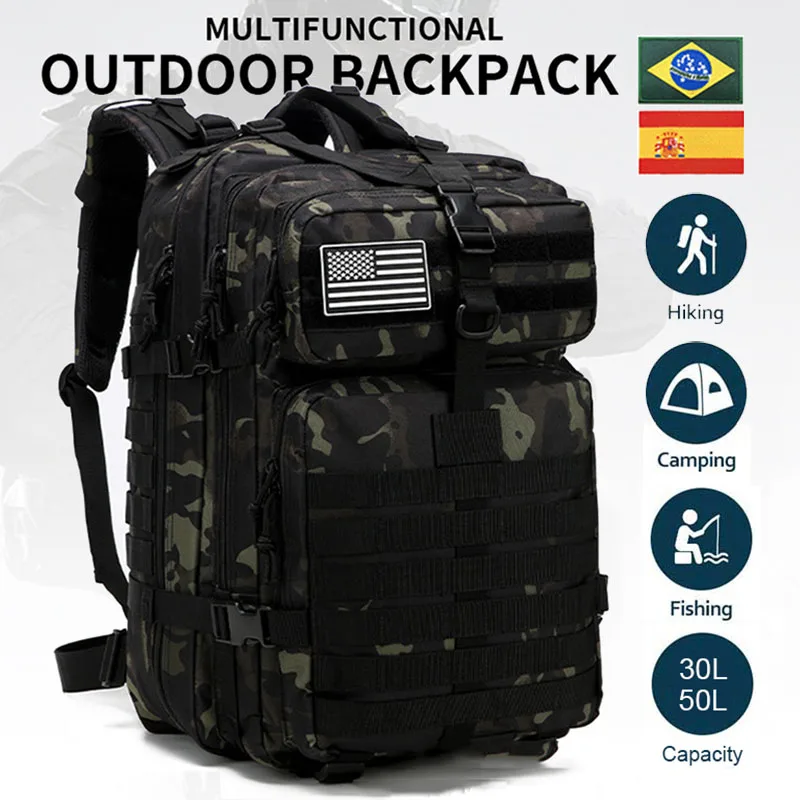 

Тактический рюкзак 30 л/50 л 3P для мужчин и женщин, аксессуары для кемпинга и охоты, военная камуфляжная штурмовая сумка, армейские рюкзаки Molle