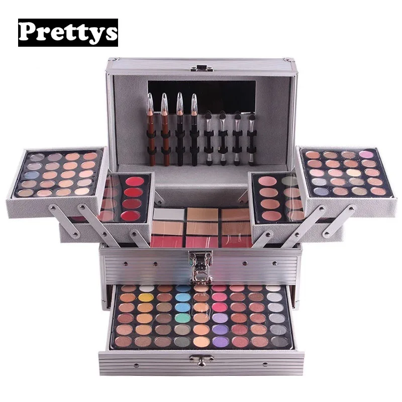 

5 Miss Rose 190 Color Professional Makeup Set Piano Aluminum Box Eyeshadow Powder Lip Gloss Blush Multifunctional Makeup Tool